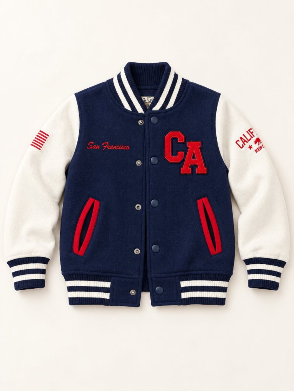 Kids San Francisco Varsity Jacket Blue White Size 4